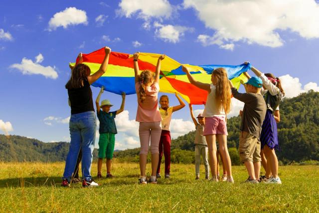 Kids Playing At Camp