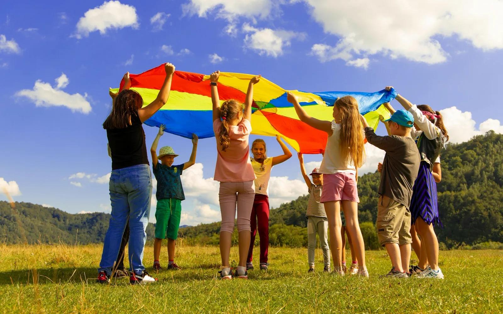 Kids Playing At Camp